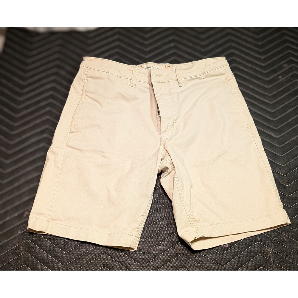 Tailor Vintage Mens 32 Greenwich Slim Fit Khaki Tan Chino Shorts 9 In Stretch